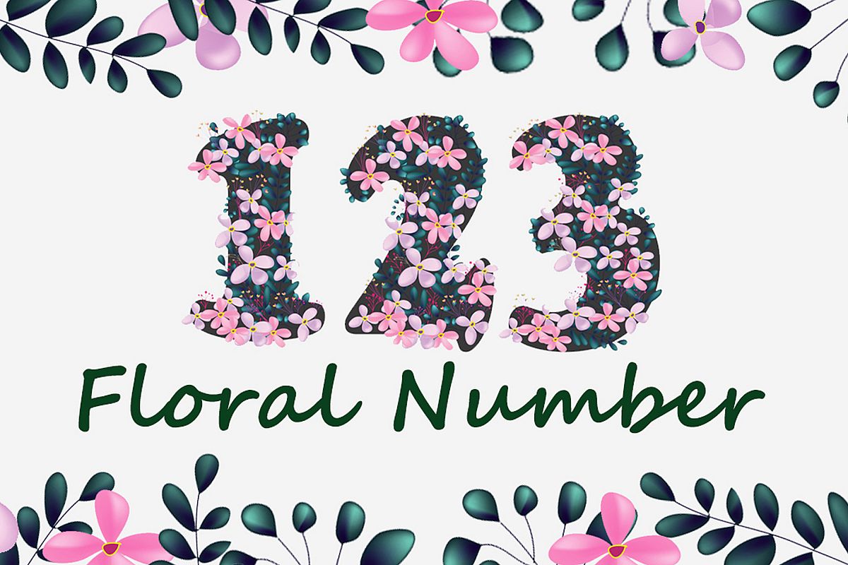 Pink Floral Number Font example image 1