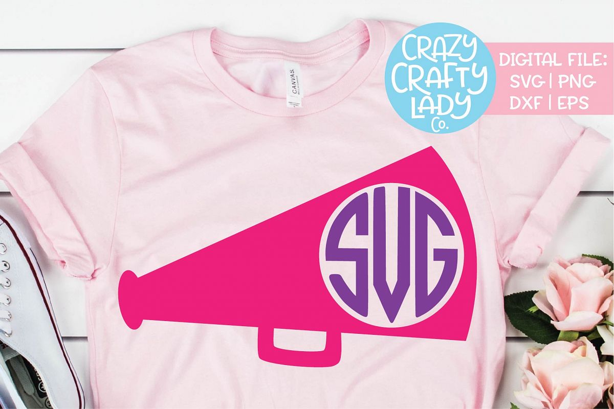 Megaphone Monogram Frame Cheer SVG DXF EPS PNG Cut File example image 1