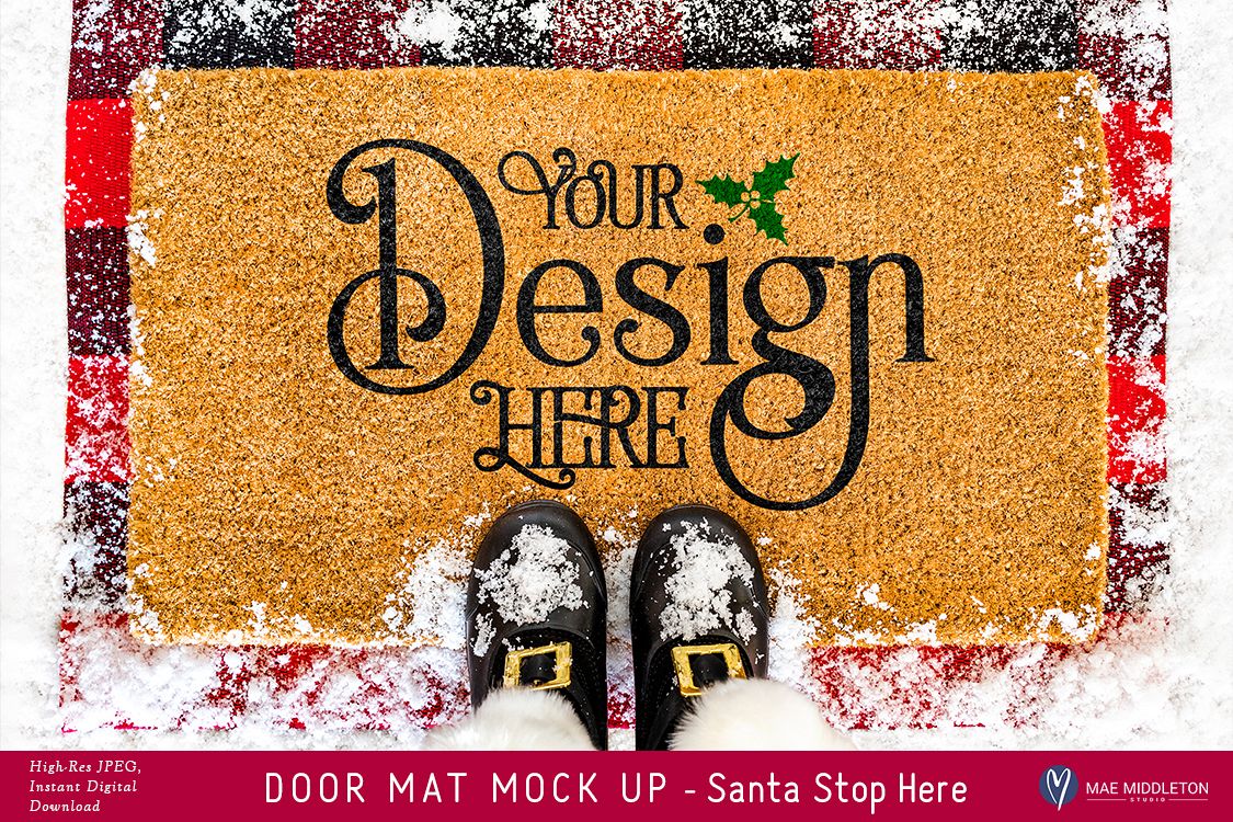 Coir Doormat Mock Up For Christmas Styled Photo