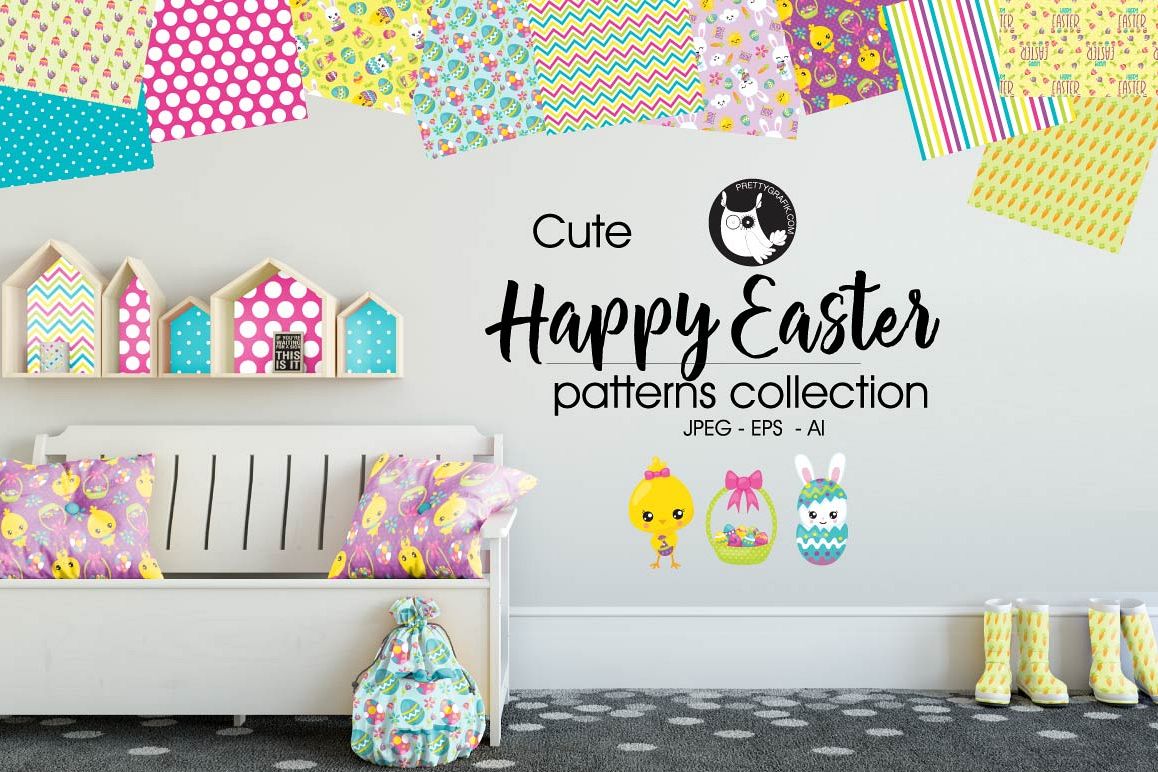 HAPPY-EASTER, digital papers example image 1