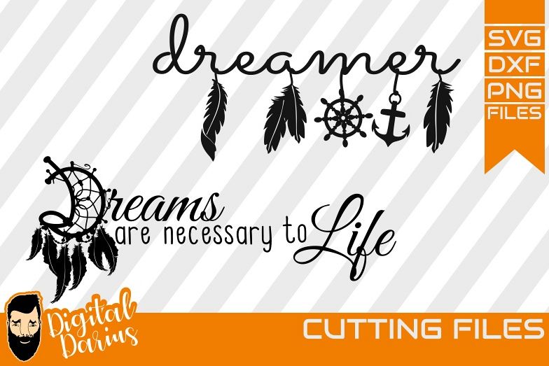 2x Dreamcatcher svg, Feather svg, Dreamer svg, Dreams, Life example image 1