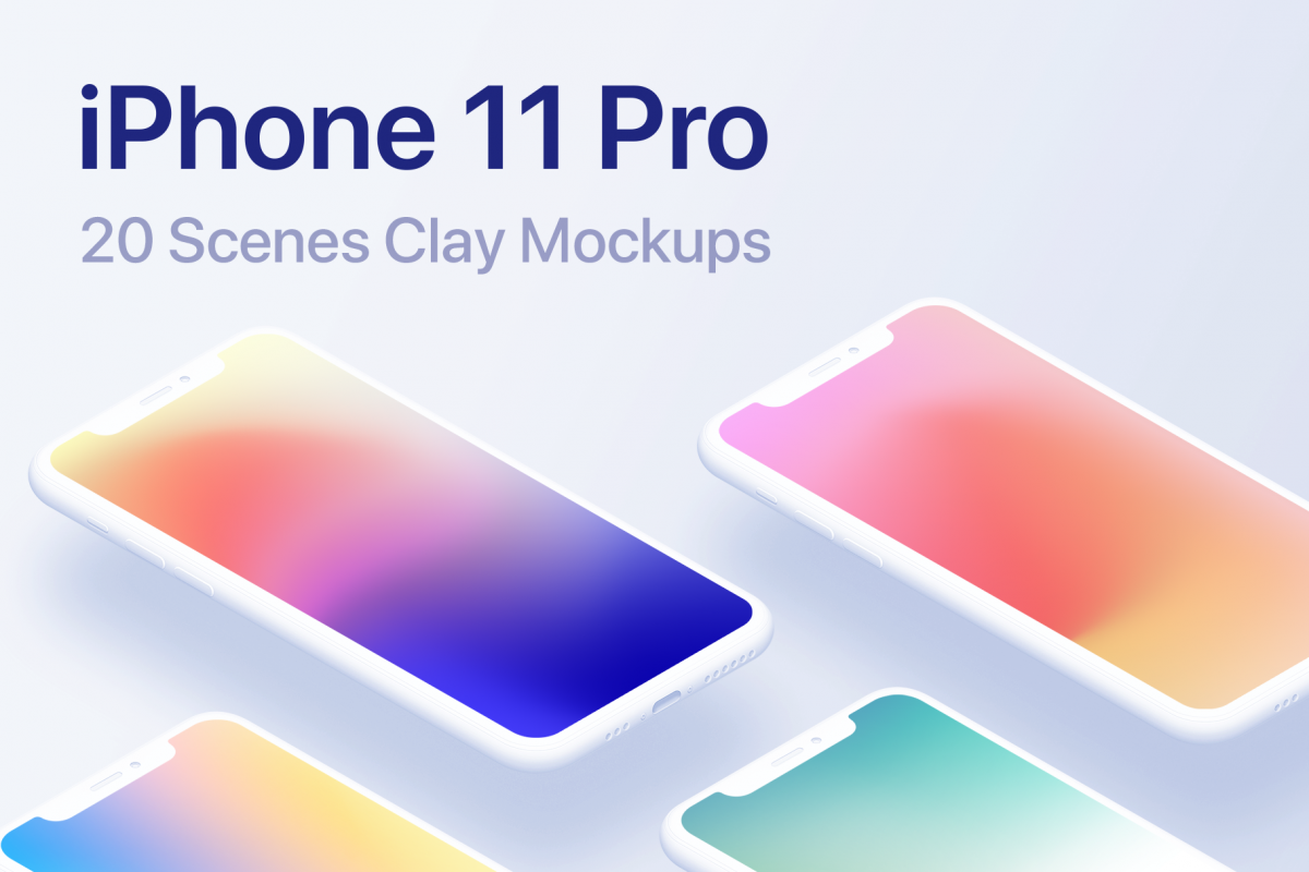 Download iPhone 11 Pro - 20 Clay Mockups Scenes - PSD (360608 ... PSD Mockup Templates