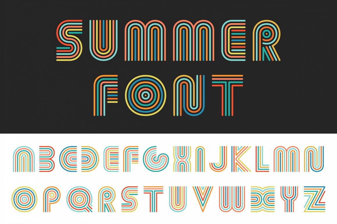 Colorful striped alphabet. example image 1