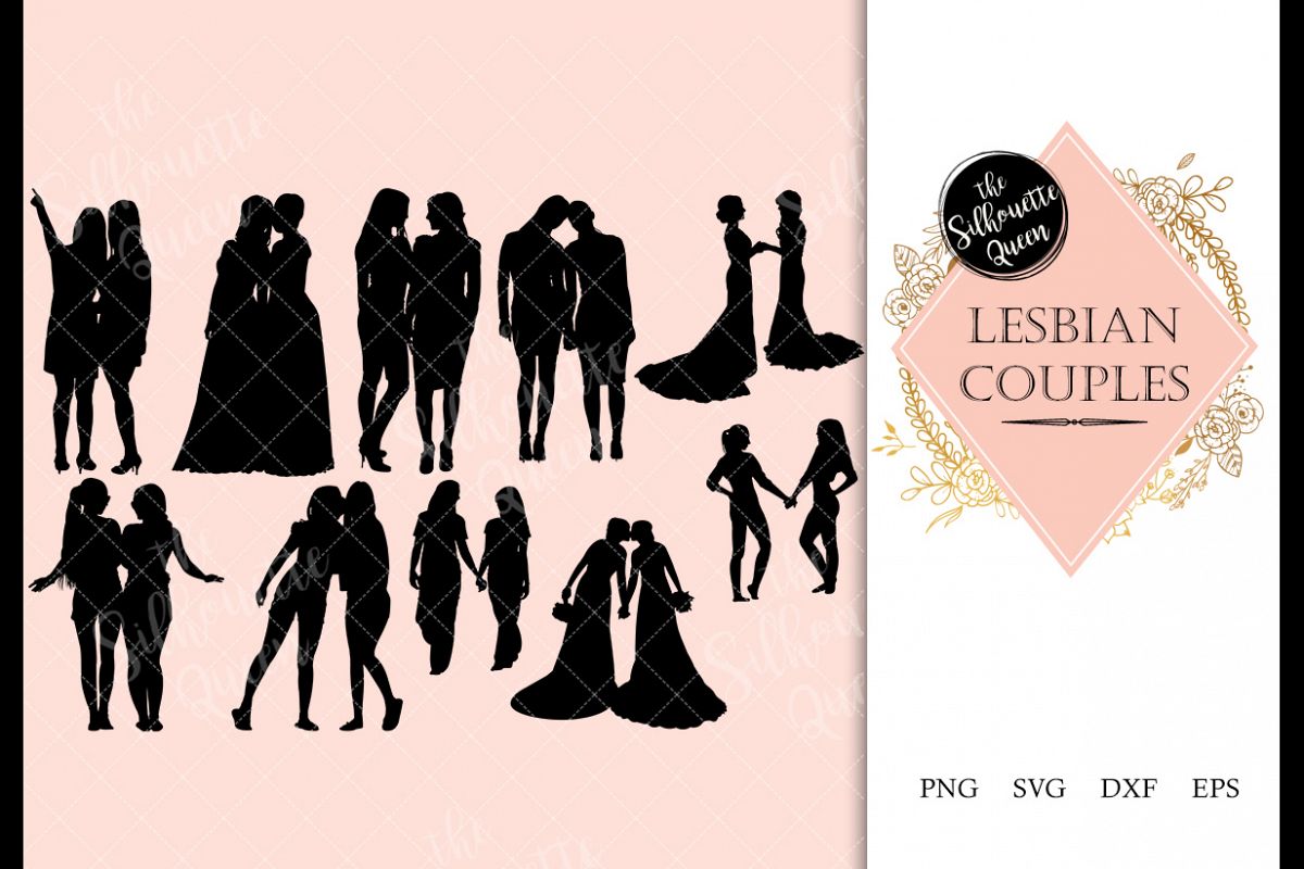 Lesbian Couple svg file, homosexual svg cut file example image 1