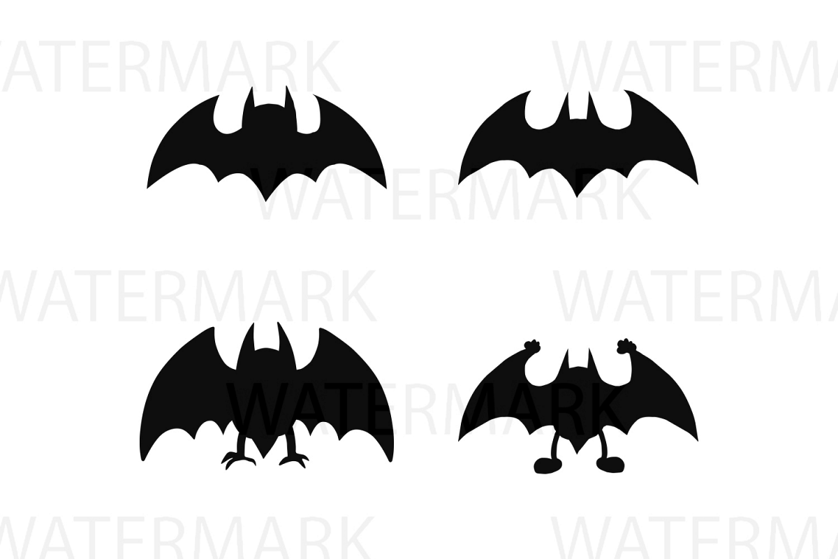 Set of Four Bats - SVG/JPG/PNG - Hand Drawing example image 1