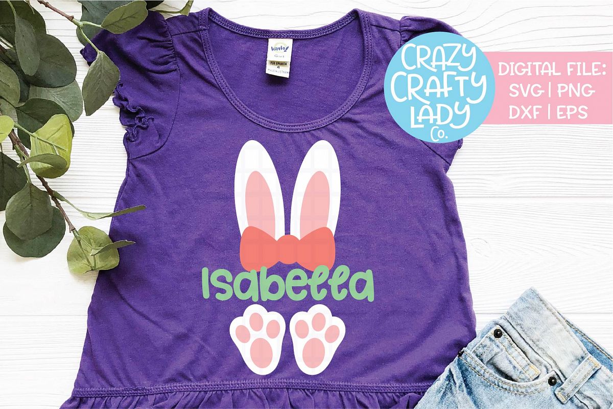 Girl Easter Bunny Ears & Feet SVG DXF EPS PNG Cut File example image 1