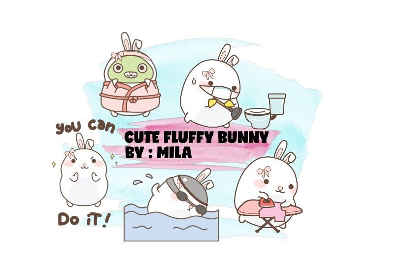 KAWAII BUNNY CLIPART BUNDLE PNG example image 1