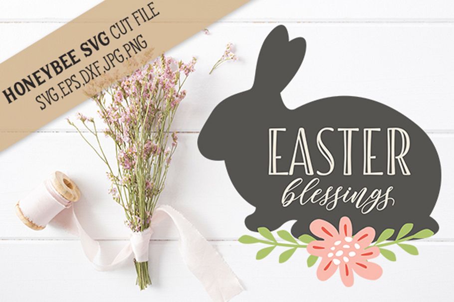 Download Easter Blessings Bunny SVG Cut File (143118) | SVGs ...