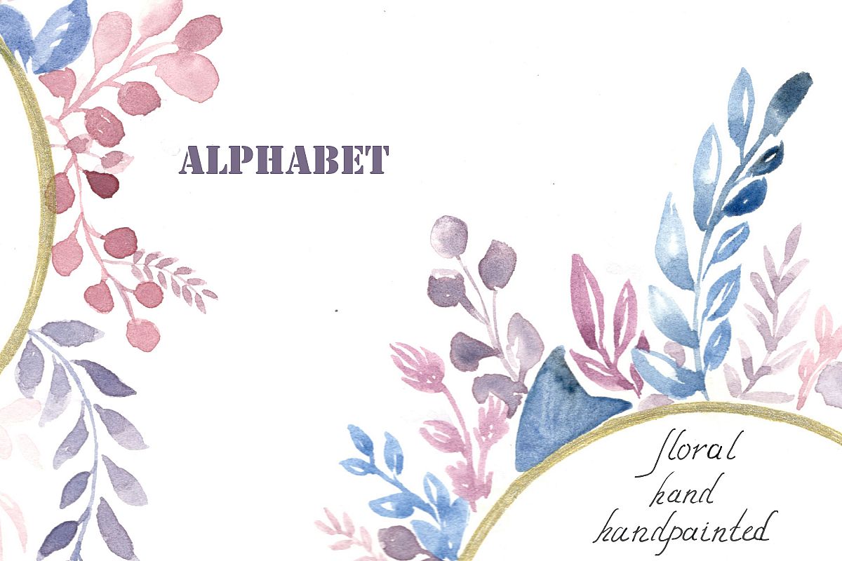 Watercolor alphabet, PNG clipart example image 1