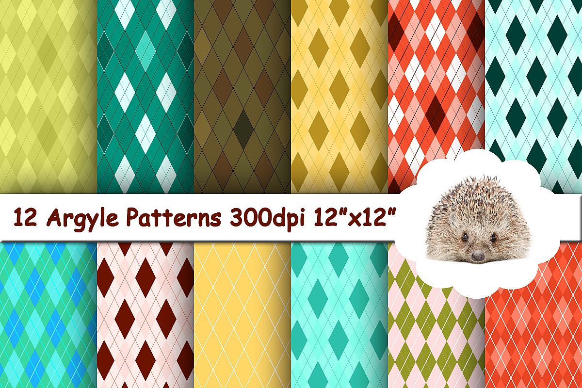 12 Argyle Patterns / Papers / Backgrounds example image 1