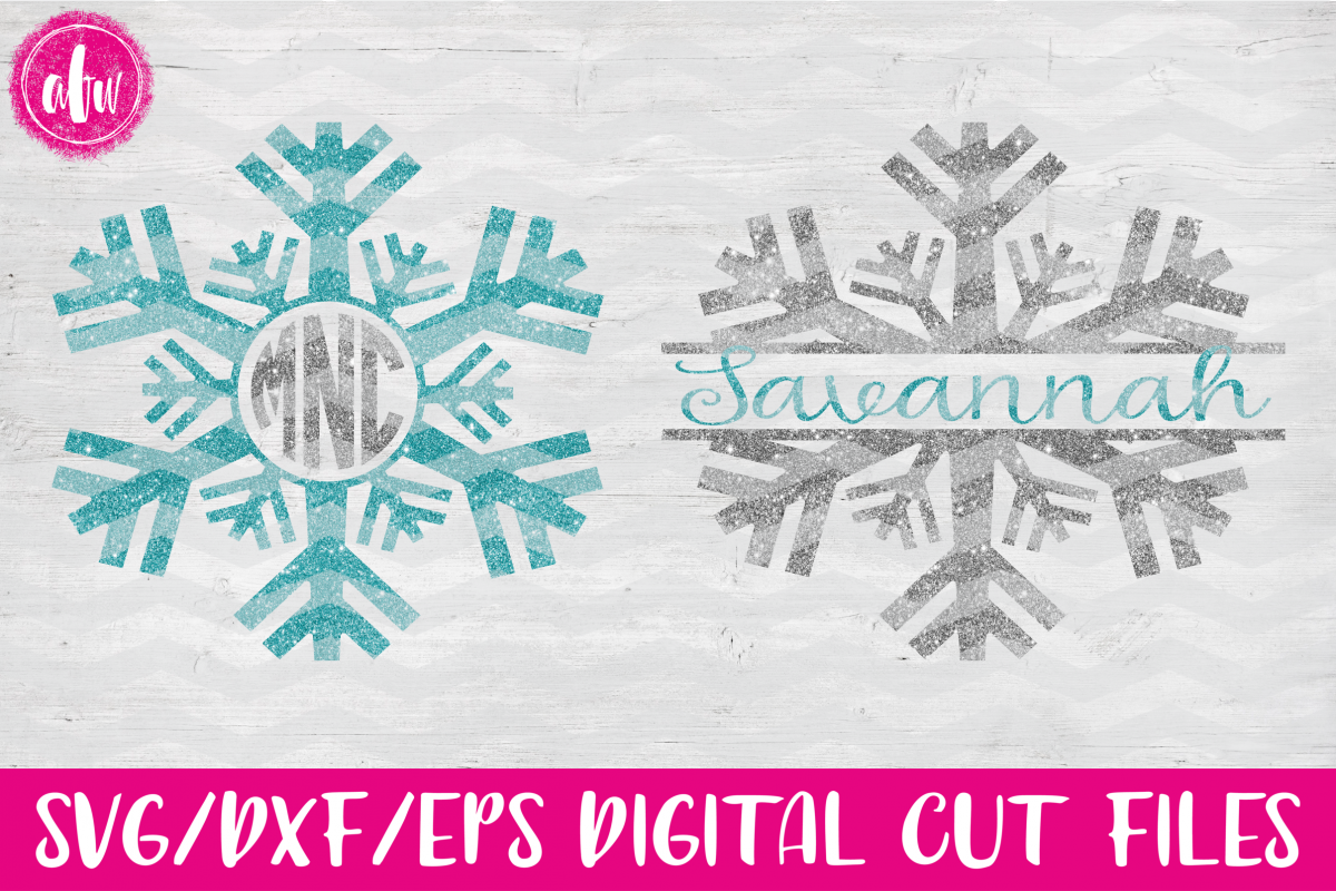 Monogram & Split Snowflake Set - SVG, DXF, EPS Cut File example image 1