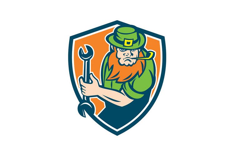 Leprechaun Mechanic Spanner Shield Retro example image 1