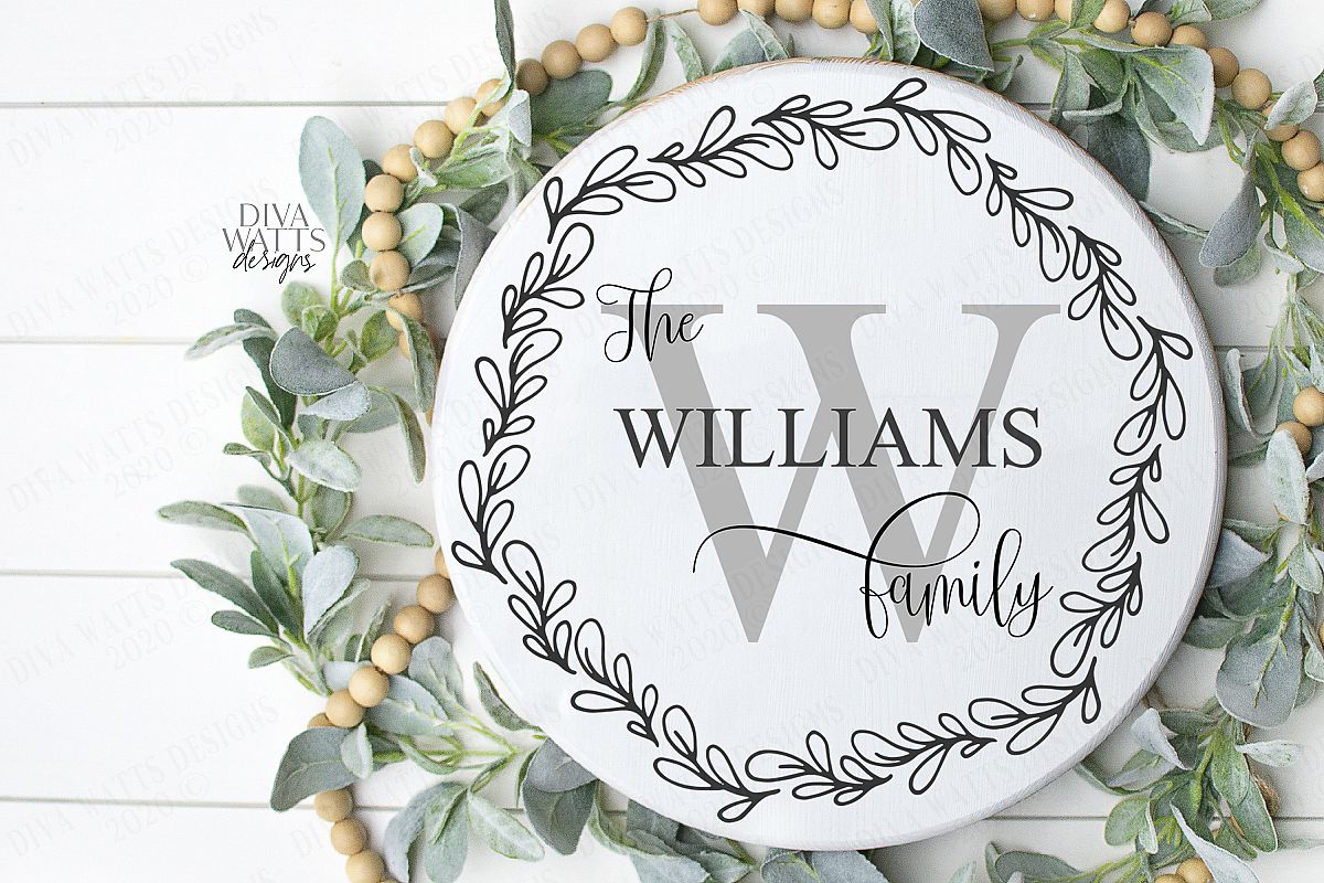 Monogram Wreath Family Last Name Farmhouse Sign SVG example image 1