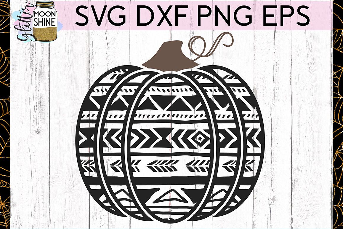 Patterned Pumpkin SVG DXF PNG EPS Cutting Files example image 1