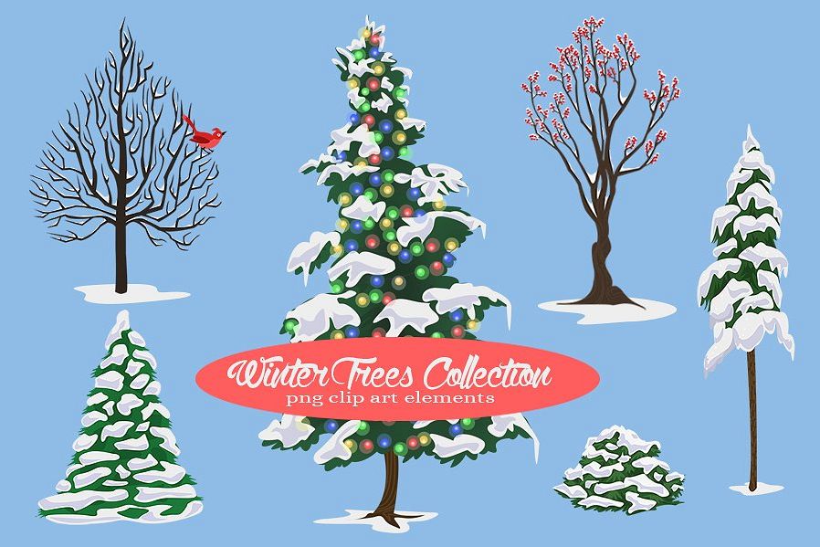 Winter Tree Illustrations Collection example image 1
