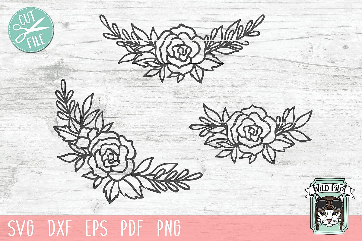Flowers SVG file, Flower Border, Floral cut file, Roses example image 1