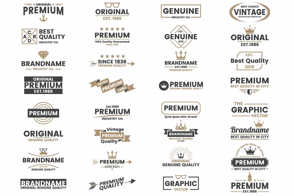Vintage Badge & Objects Vector Set example image 1