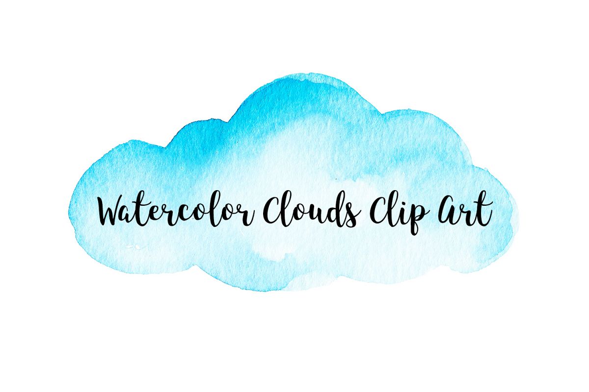 Watercolor Clouds Clip Art, Watercolor Clouds PNG example image 1