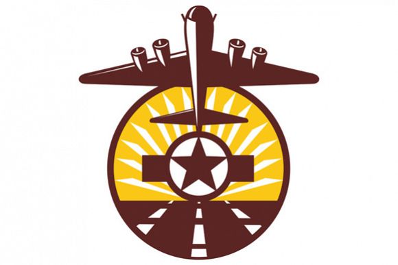 B-17 Heavy Bomber Star Runway Circle Retro example image 1