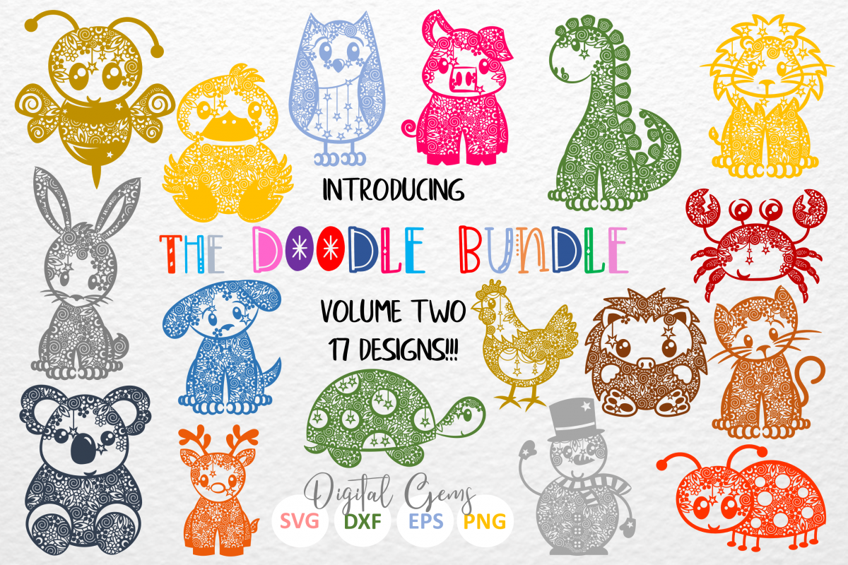 The Doodle Bundle volume 2 SVG / DXF / EPS files example image 1