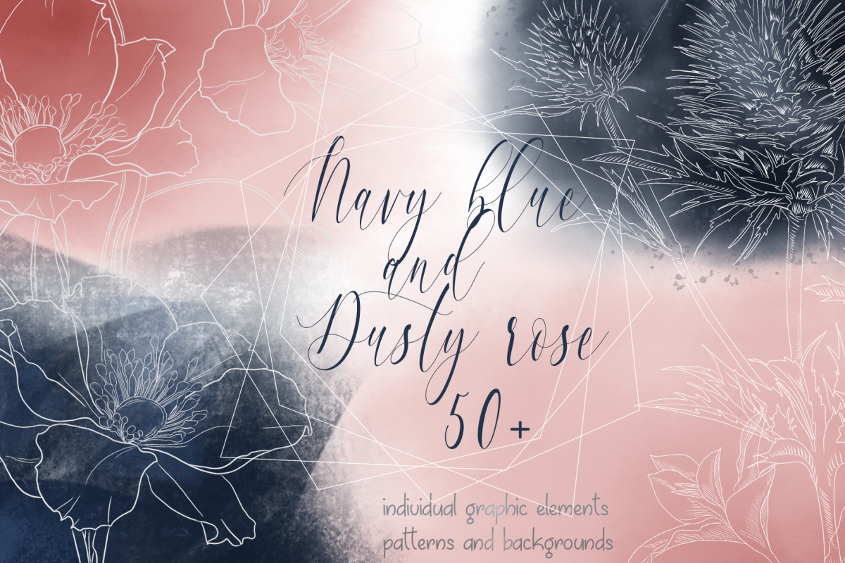 Navy blue and Dusty rose example image 1