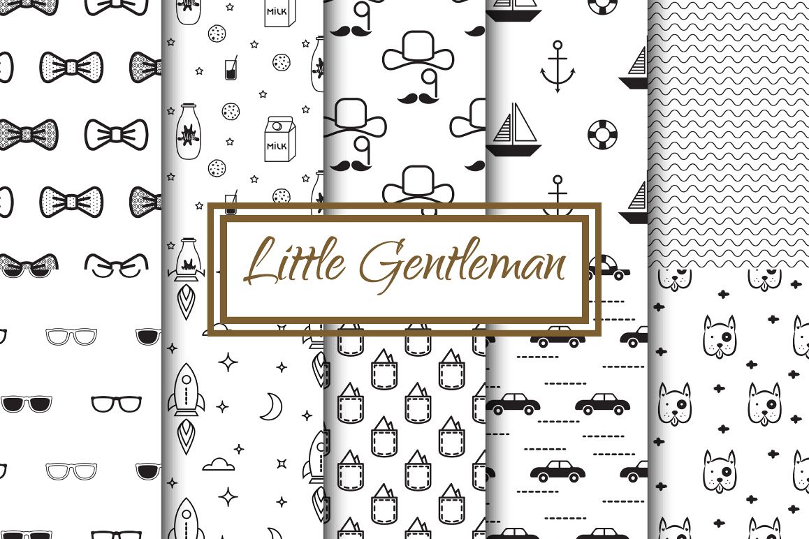 Little Gentleman Seamless Patterns example image 1
