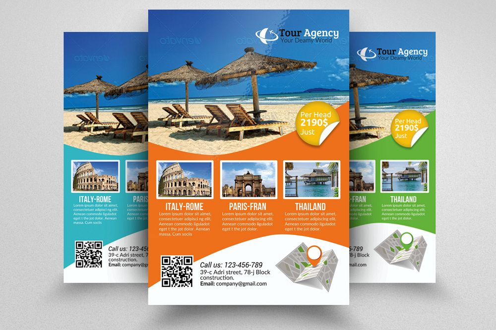 brochure on tour and travel agency