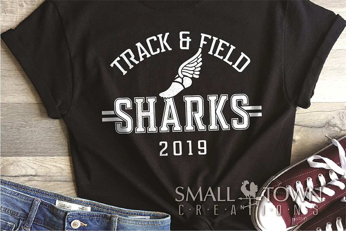 Sharks Track and Field, Shark mascot, PRINT, CUT, DESIGN example image 1