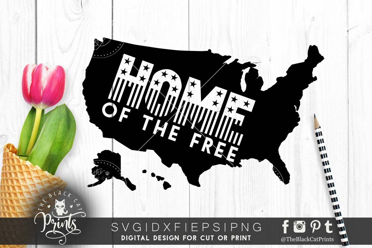 Home of the free Usa Map SVG PNG EPS DXF example image 1