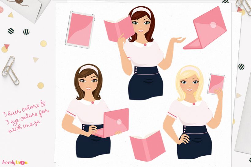 Woman teacher character clip art L117 Willow example image 1