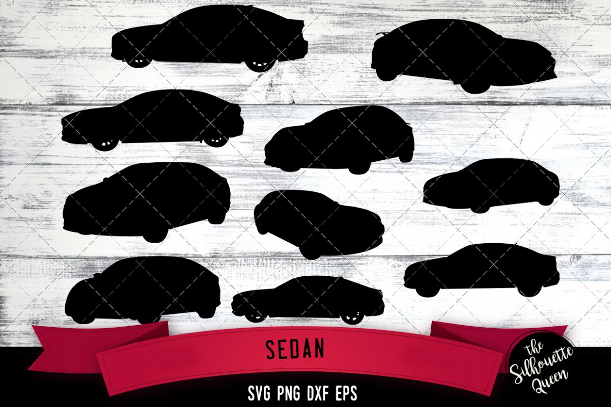 Sedan svg file, car svg cut file, silhouette studio example image 1