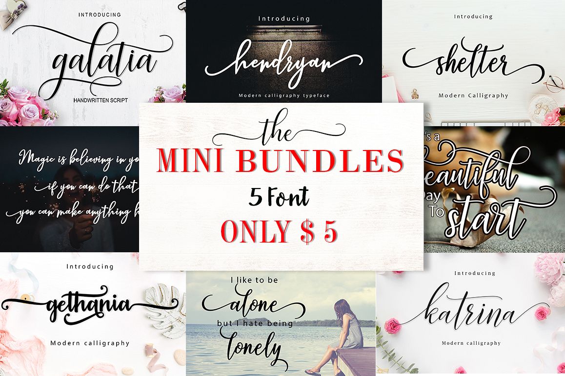 Mini Bundles 5 font only $5 example image 1