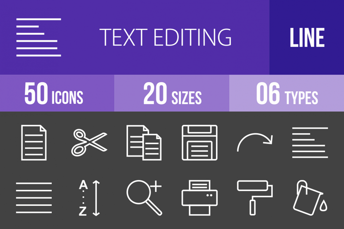 50 Text Editing Line Inverted Icons example image 1