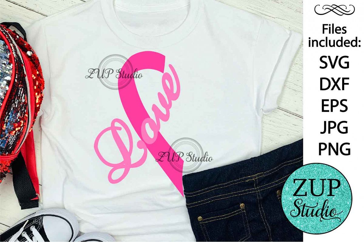 Breast Cancer Ribbon Digital Cutting files file 143 example image 1