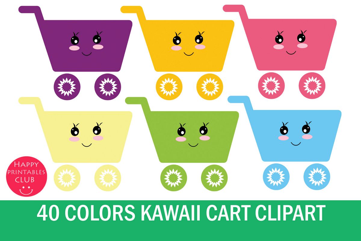 Kawaii Cart Clipart-Shopping Cart Clipart Graphics example image 1
