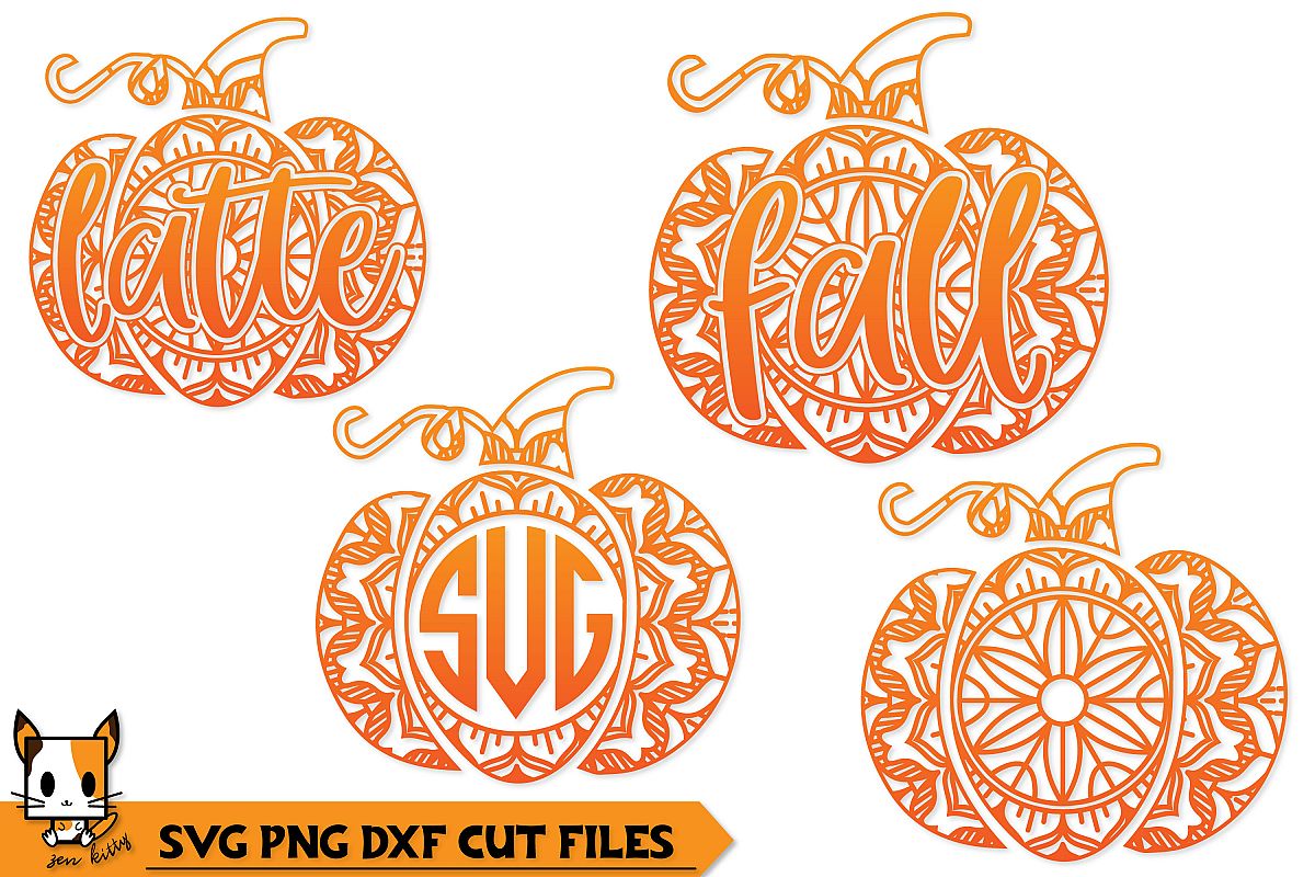 Pumpkin Mandala Monogram Set - Fall SVG PNG DXF Cut Files