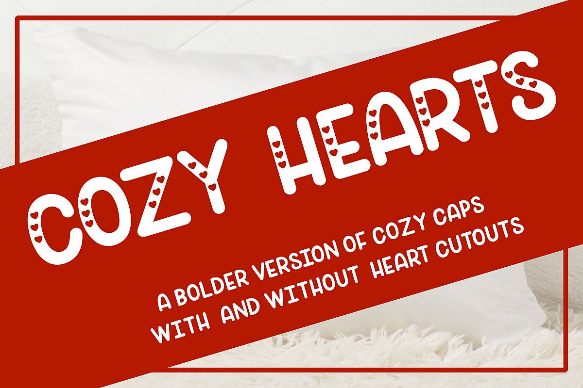 Cozy Hearts Font - A bolder version of Cozy Caps with hearts example image 1