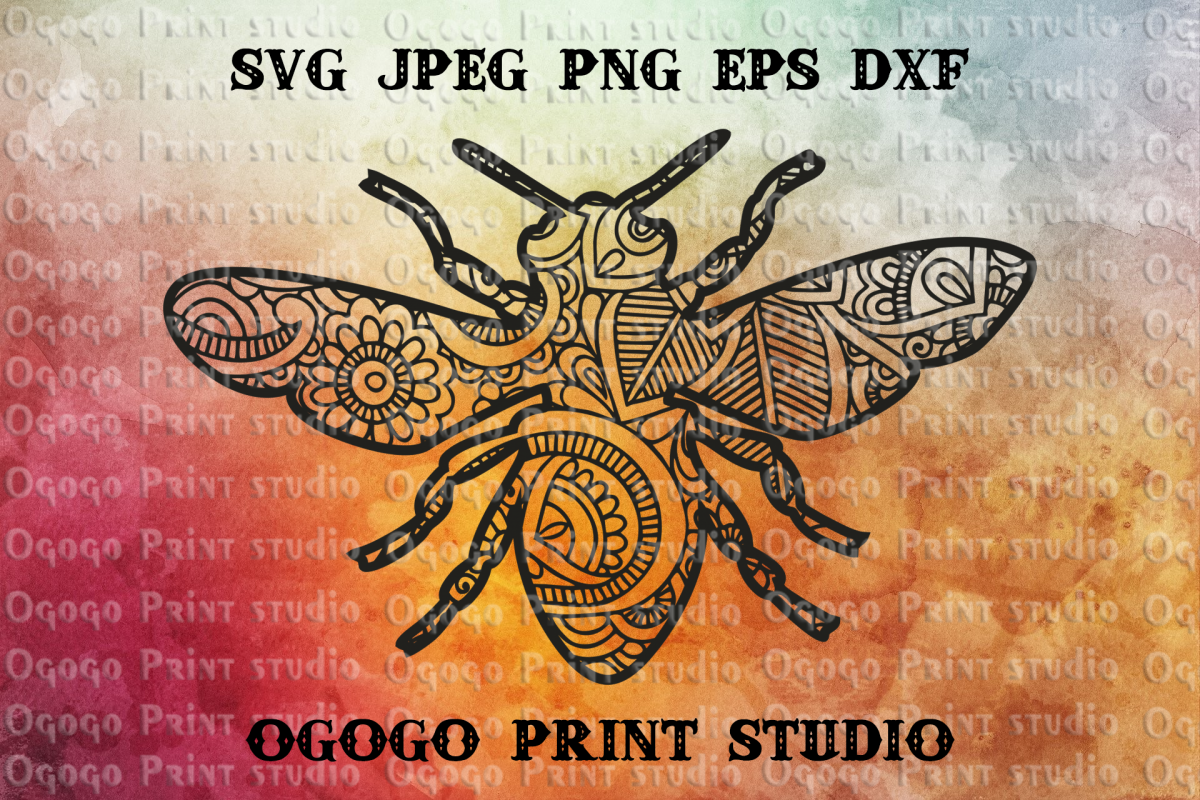 Bee Svg, Insect Svg, Zentangle SVG, Mandala svg, Garden svg example image 1