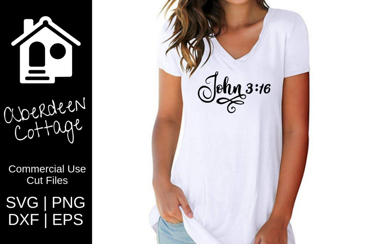 John 3_16 Verse in Beautiful Script in SVG, PNG, DXF, EPS example image 1