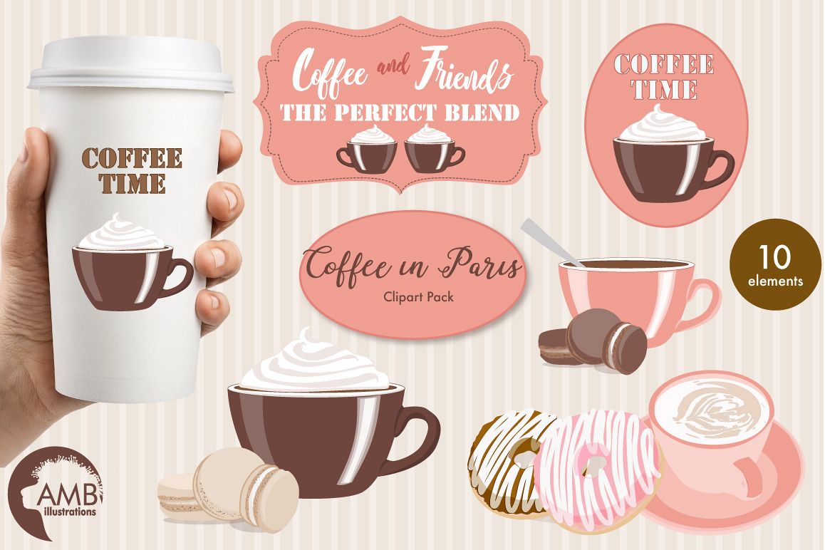 Coffee in Paris cliparts, graphics, illustrations AMB-1592 example image 1