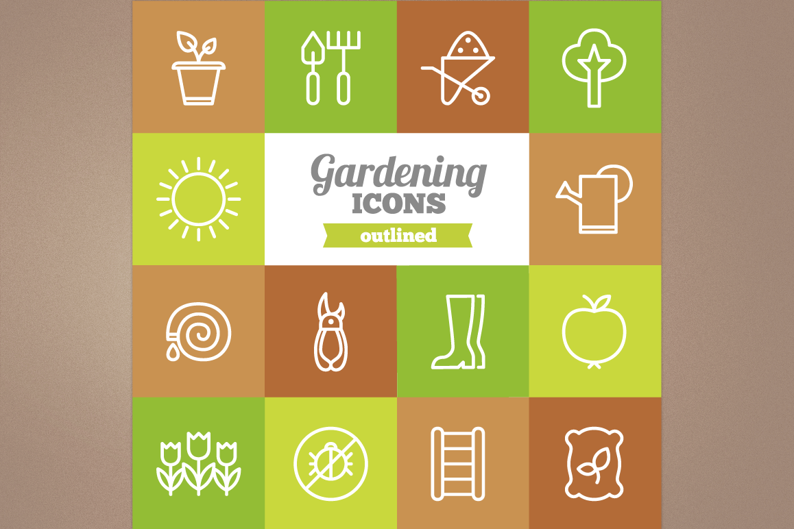 Outlined Gardening Icons example image 1