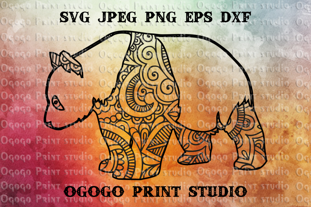 Mandala style Panda SVG, Zentangle SVG, Mom Bear svg, Mama example image 1