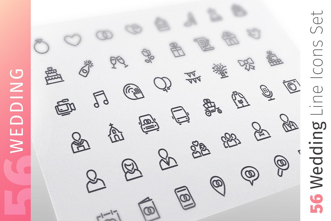 Wedding Line Icons Set example image 1