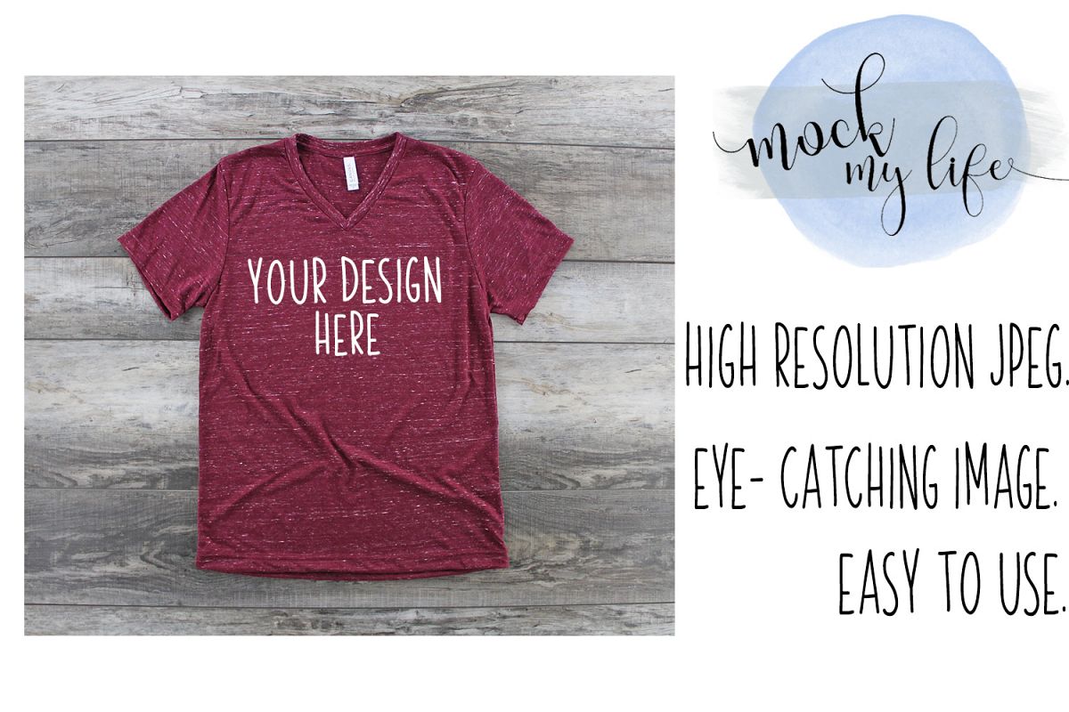 Bella Canvas Mockup / Plain Shirt Mock up / Maroon Marble example image 1