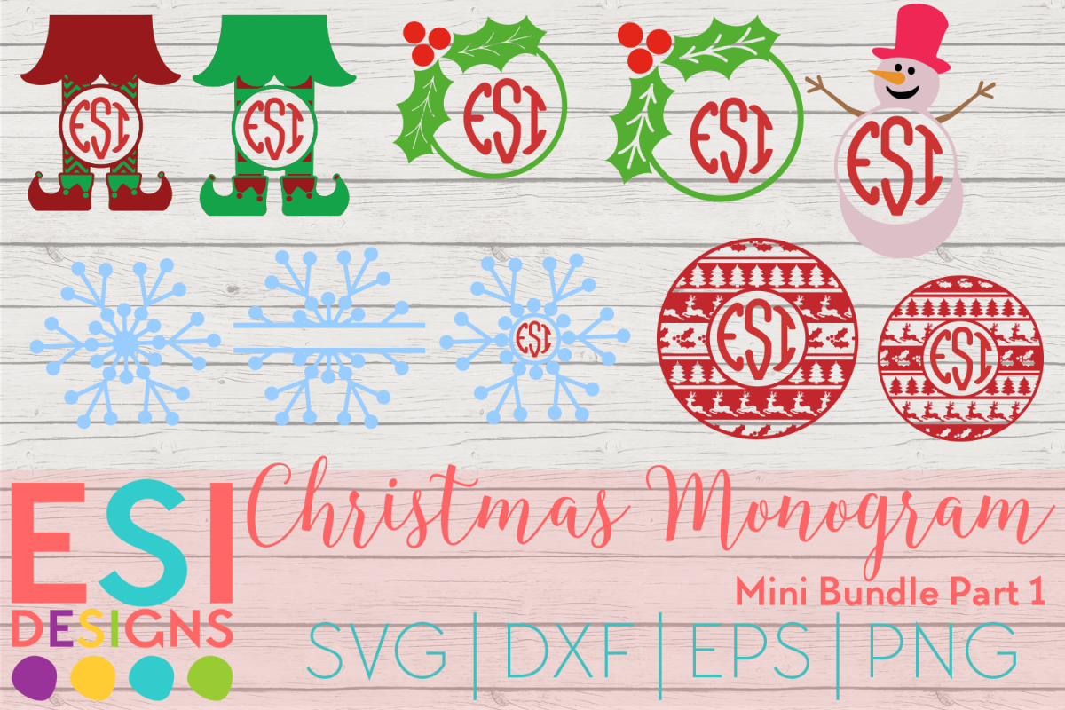 Christmas Monogram Design Mini Bundle Part 1 SVG DXF EPS PNG example image 1