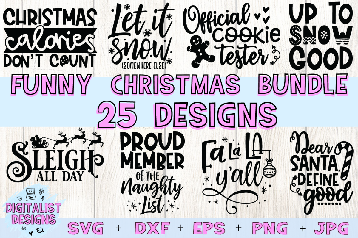 Download Funny Christmas SVG Bundle | 25 Christmas Sassy Quotes ...
