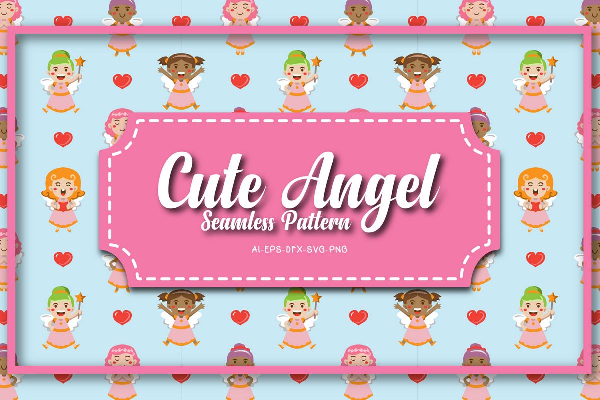 Seamless patterns cute angel christmas example image 1