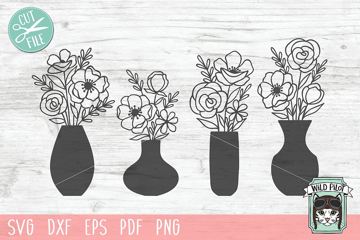 Flower VaseSVG file, Floral Vase cut file, Bouquet clipart example image 1