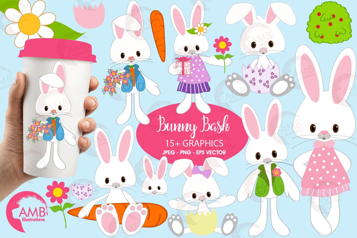 Easter Bunnies clipart, graphics, illustrations AMB-370 example image 1