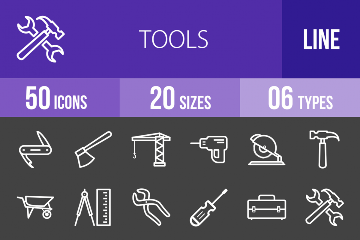 50 Tools Line Inverted Icons example image 1